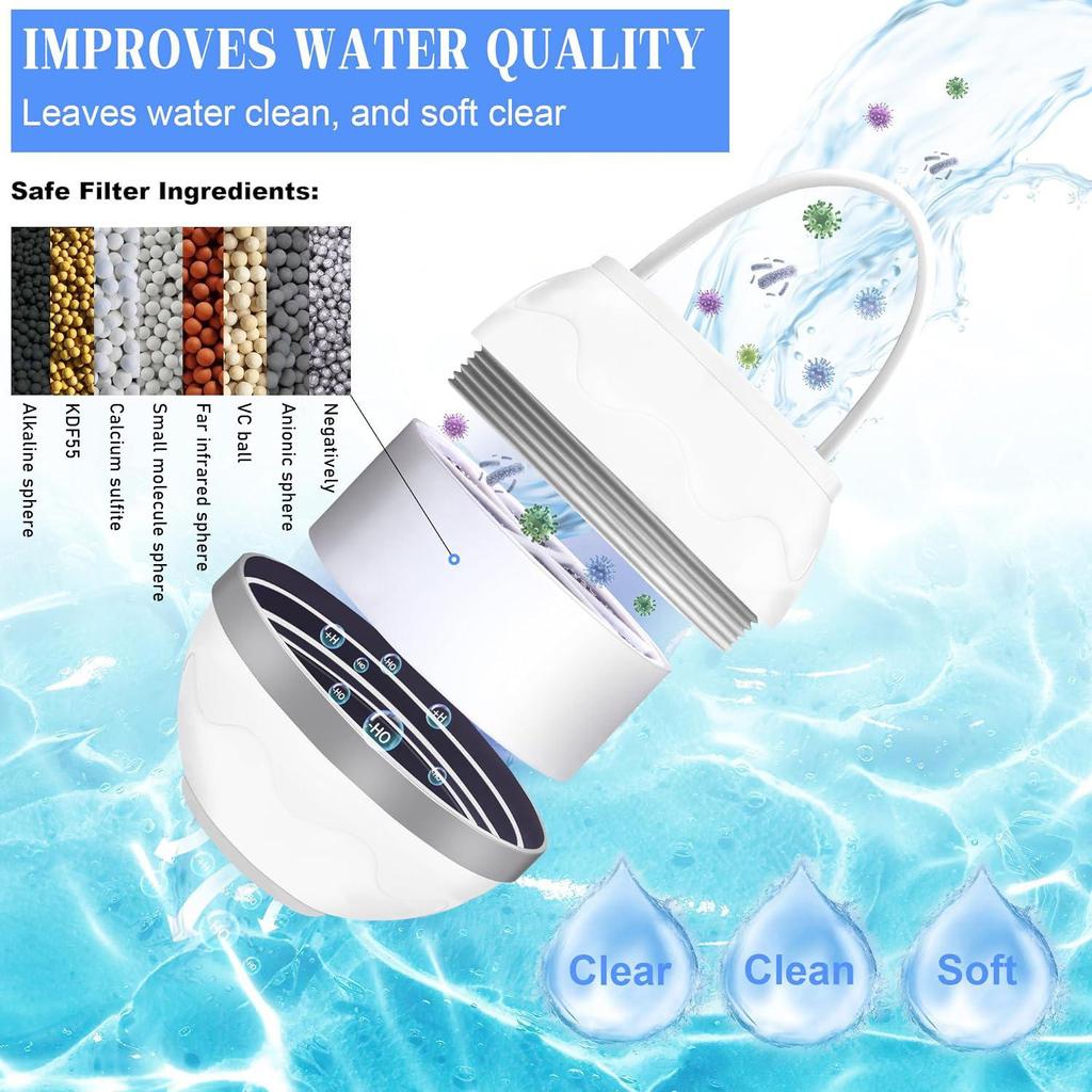 Cross-border Dechlorinating Shower & Bathtub Water Purifier with Activated Carbon, No-Install Required