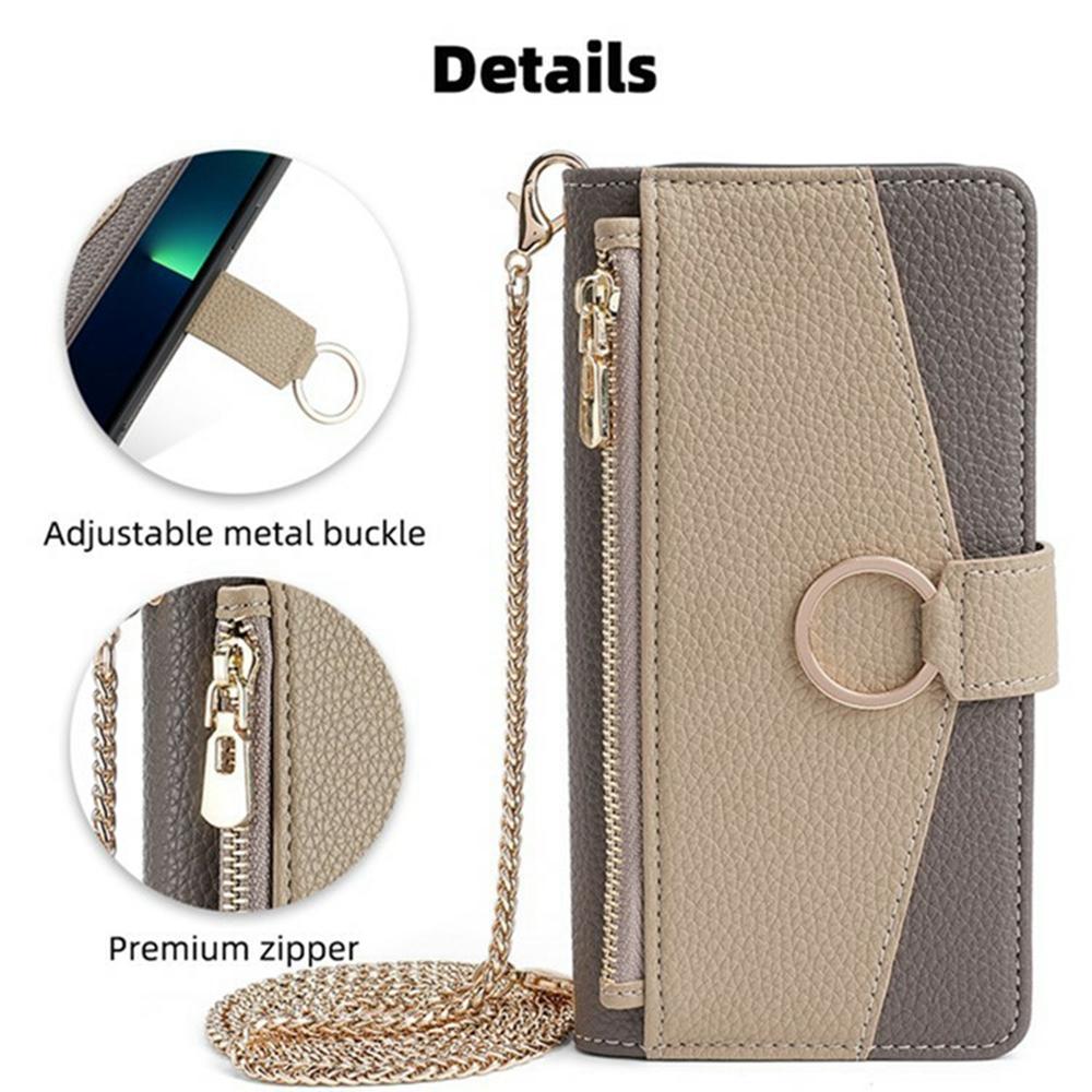For Xiaomi 14T Case Mirror Wallet Leather Phone Cover with Chain Shoulder Strap