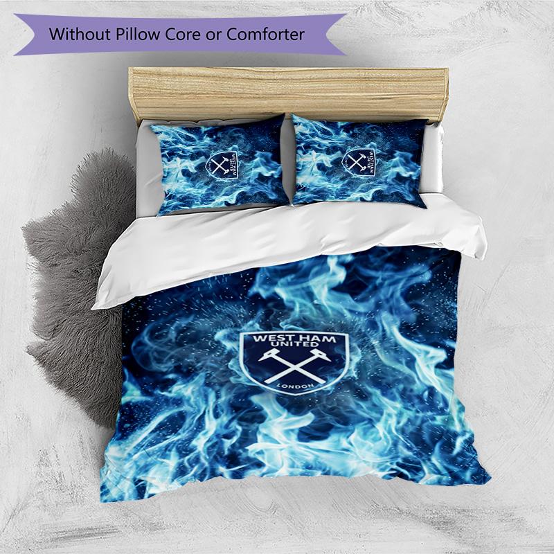 West Ham United Football Printed 3 Pieces Bedding Set, Comfortable Skin Friendly Bedroom Duvet Cover Set