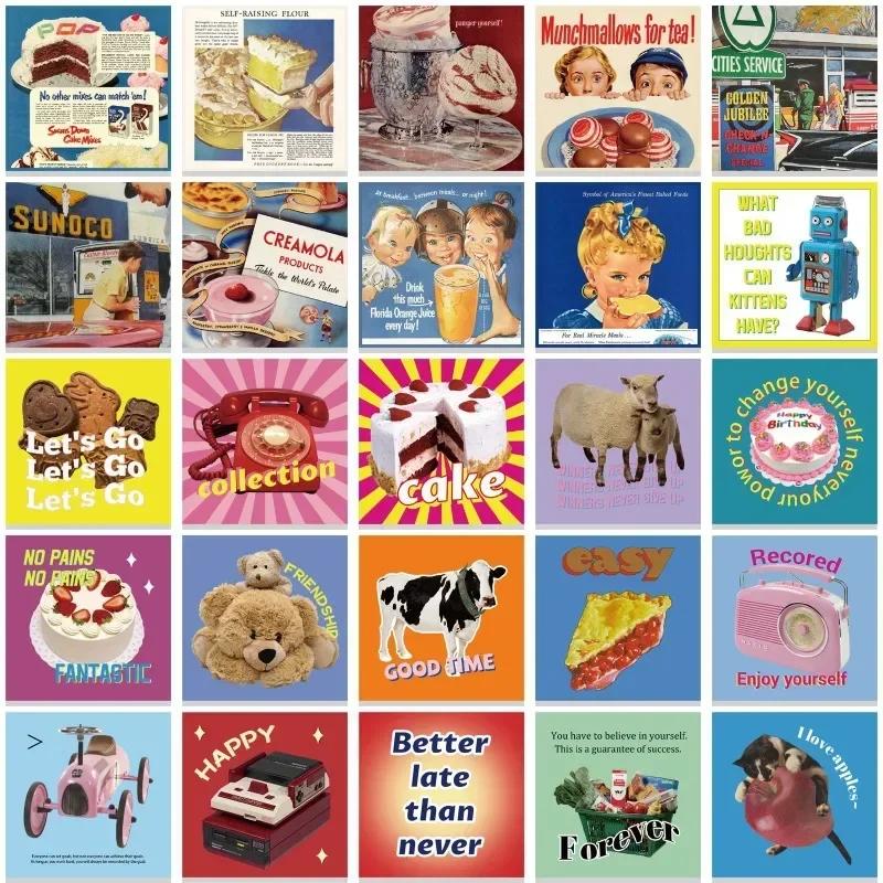 50 листов Ретро Американский стикер для скрапбукинга черный, розовый цвет Y2K наклейка с рисунком животных в журнале DIY Декор наклейка для гитары и багажа