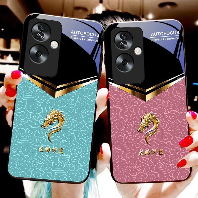 V-образный чехол для телефона из закаленного стекла черного цвета для Oppo A79 5G 58 78 74 60 4G Reno 11F Realme GT 6 11 Note 50 10 C55 X2