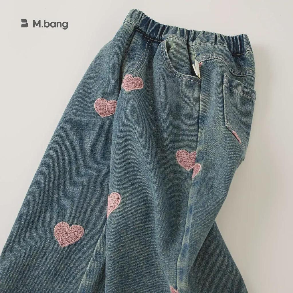 Джинсы Youbao Girls' Love: Осенний широкий прямой корейский свободный крой