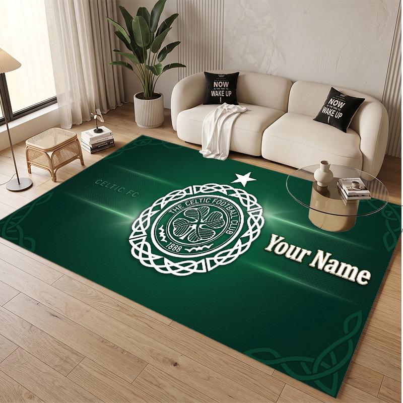 Personalized Crystal Velvet Carpet Celtic FC Pattern Non Slip Floor Rug