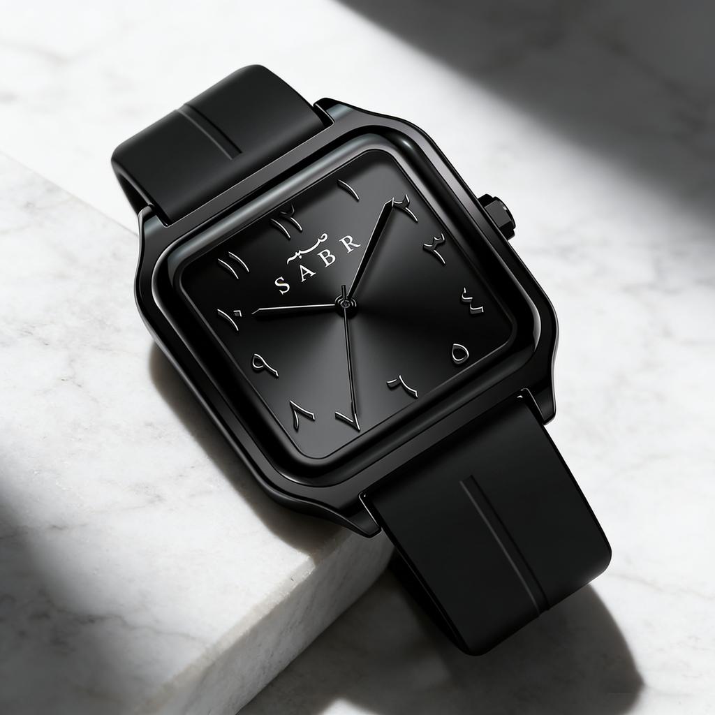 Men's Watch 3ATM Waterproof Silicone Strap Square Alloy Quartz Watch Middle Eastern Arabic Digital Watch