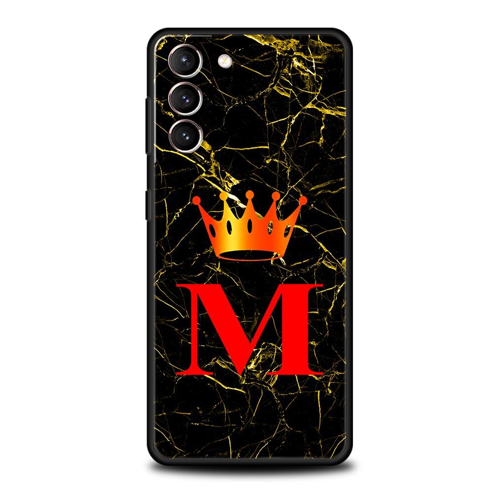 Marble Letter Phone Case For Samsung Galaxy S26 Ultra S25 Plus S24 FE S23 S22 5G S21 S20 Cover Black Soft