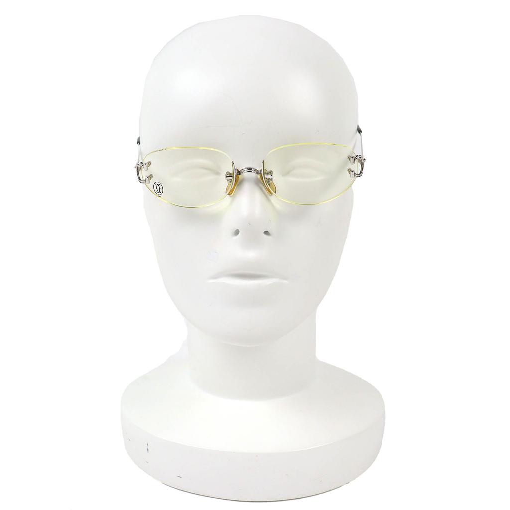 Great Cartier Glasses Trinity Two-Point Rimless Silver mens Used