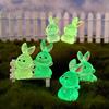 Luminous Little Rabbit Mini Figurine Micro Landscape Decoration Cute Cartoon Miniatures Home Decoration Accessories Gifts