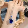 Имитация Королевский Синий Подвеска-Сокровище Ожерелье Цвет Голубиной Крови Красный Комплект Серег Изумрудные Женские Серьги-Гвоздики Циркониевое Кольцо
