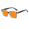 New Retro Night Vision Anti Blue Light Glasses Men‘s High Quality Square Frame No Diopter Reading Glasses with Orange Lenses