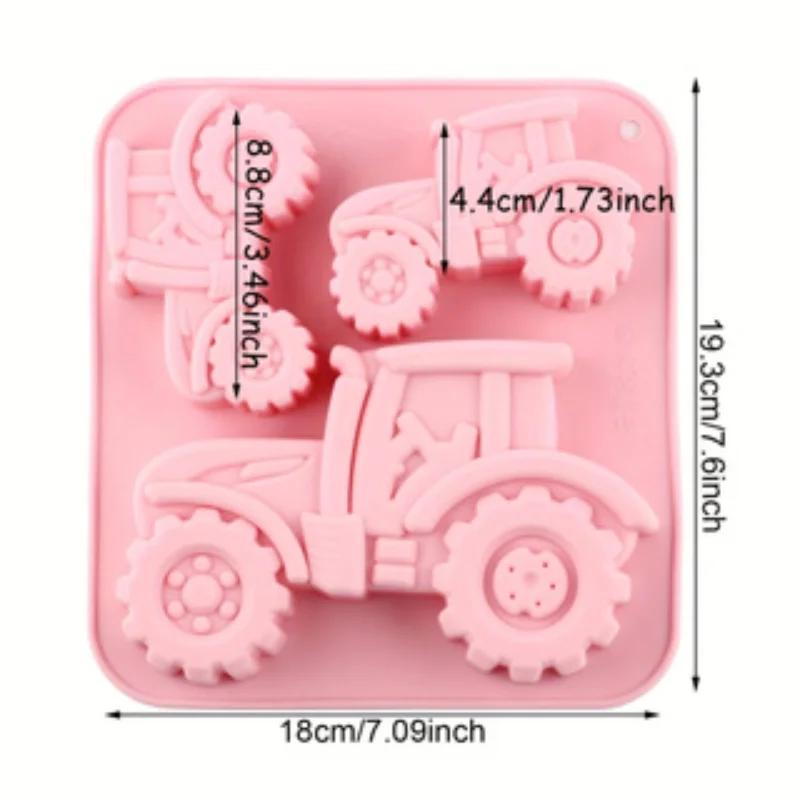 A Top Quality 3 Holes of Different Sizes Tractor Shape Silicone Mold Fondant Cake Chocolate Mold Ice Cube Cake Mould Baking