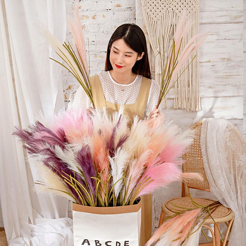 Искусственные цветы Зеленые растения Украшения Ремесла Тростник Трава Ins Ветер Свадьба Креатив