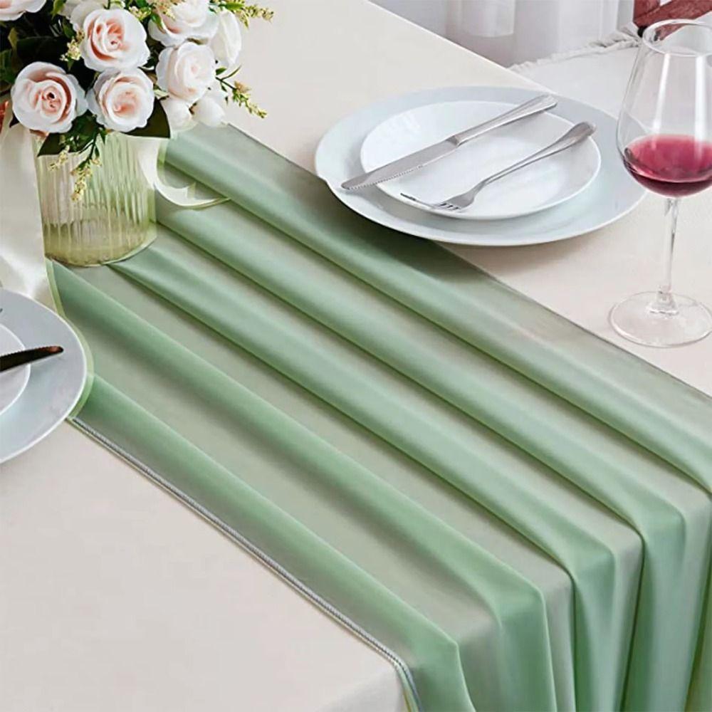 Reusable Chiffon Table Runner Solid Color Wedding Table Runner  Dinning Table