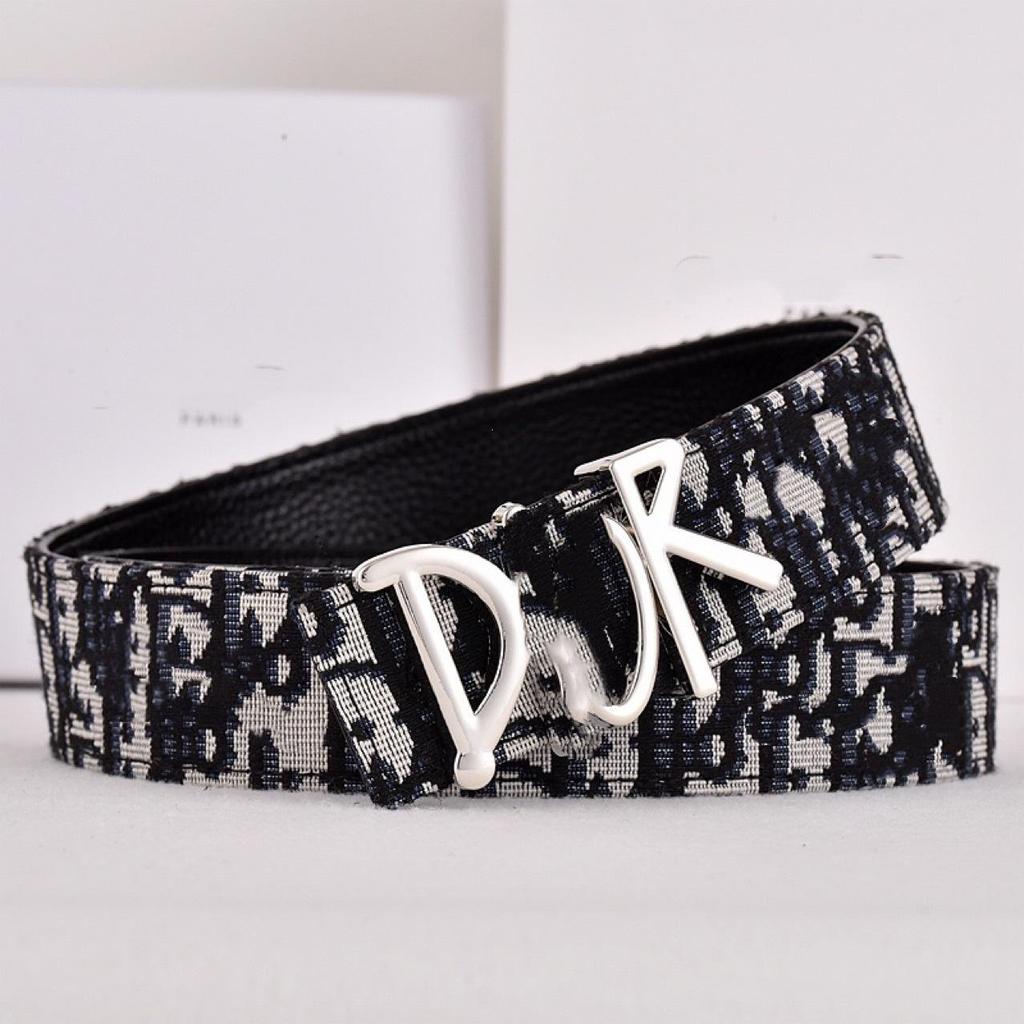 Trendy Couple's Leather Belt with Letter Print Buckle