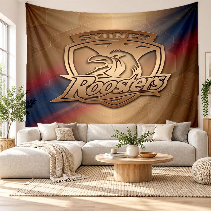 Sydney Roosters Wall Tapestry, Soft Fabric Wall Hanging, Decorative Backdrop For Bedroom Home Wall Art