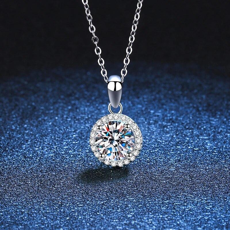 D Color 1 Carat Real Moissanite Pendant For Women Lab Diamond Necklace 925 Sterling Silver Fine Jewelry Girl Valentine's Day Gift