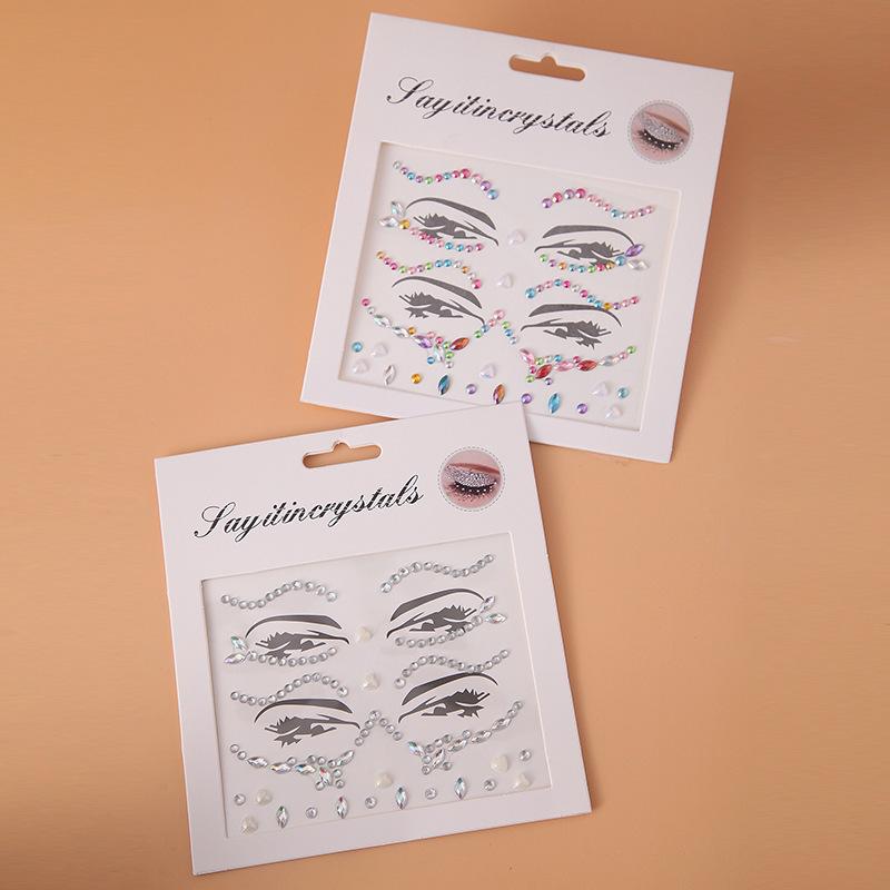 Disposable DIY Acrylic Rhinestones Pearl Tattoo Stickers Masquerade Makeup Face Decoration Girls Diamond Forehead Eyes Stickers