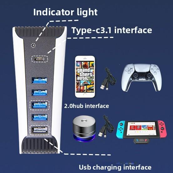 New PS5 Hub USB 2.0 High Speed 1 to 5 Splitter Expander Converter, PS5 Accessories