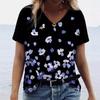 Летние свободные повседневные футболки с 3D-принтом и короткими рукавами с V-образным вырезом для женщин