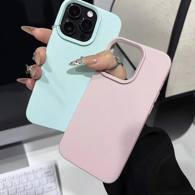 Мягкий чехол для телефона конфетного цвета с узором личи для iPhone 17 Pro Max 11 12 13 14 15 16 Pro Max 17 Air 16E X XS XR Противоударный чехол