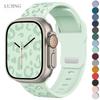 Гравированный силиконовый ремешок для Apple Watch Band Ultra 2 49 мм 45 мм 44 мм 42 мм 41 мм 38 мм 40 мм Браслет для Iwatch Series 9 8 7 6 SE 5 4
