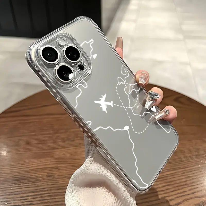 Дорожная карта Самолет Чехол для телефона Для iPhone 17 Air 16E 16 15 14 11 Pro Max Plus 13 12 Mini 8 7 X Прозрачный противоударный чехол