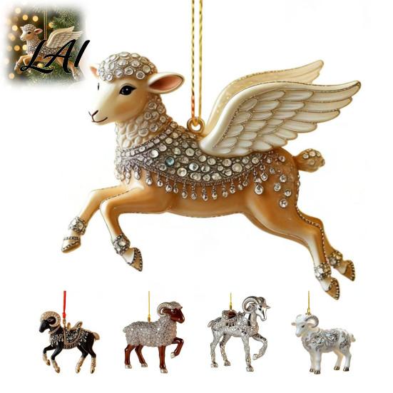 Portable Animal Pattern Pendant 2D Acrylic Sheep Keychain Lamb for Car Rearview Mirror Hanging Ornament Backpack Bag Charm Home Decor Cute