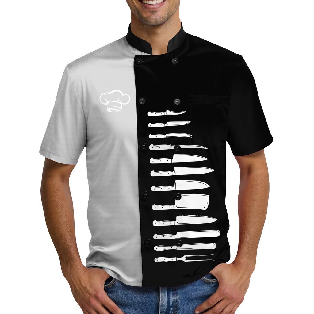 Popular Chef Print Elements Men's Chef Uniform