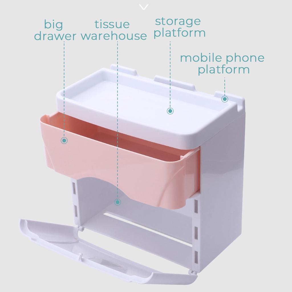 WTEMPO Двухслойная настенная коробка для салфеток, ящик для неперфорированной бумаги, водонепроницаемая стойка для хранения туалетной бумаги, стойка для салфеток в рулонах