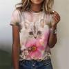 Fashion Womens T-shirt 3D Cats Print Tees Tops Harujuku Animal T Shirt Female Clothing Oversized Summer Top 2024 Women's T-shirt