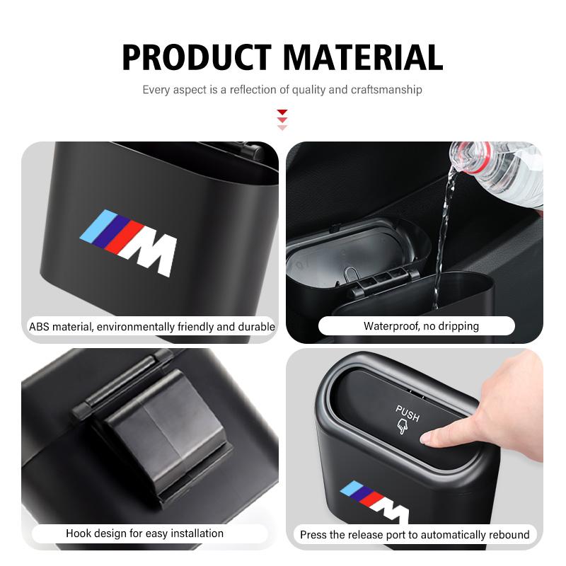 NTSM5 Car Door Hanging Trash Can Storage Box Auto Accessories For BMW M 1 3 4 5 6 7 Series X1 X3 X4 X5 G20 G38 F48 E36 E39