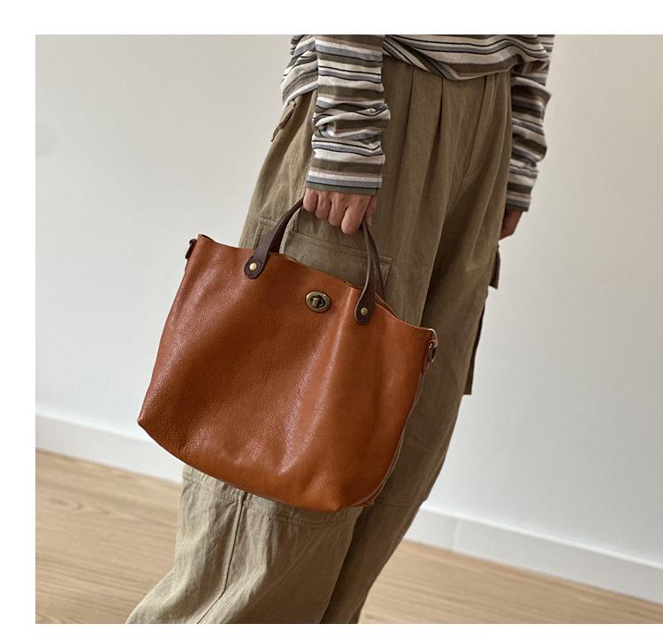 Весенне-летняя женская сумка из натуральной кожи коры дерева - винтажная сумка на плечо и кроссбоди с замком.