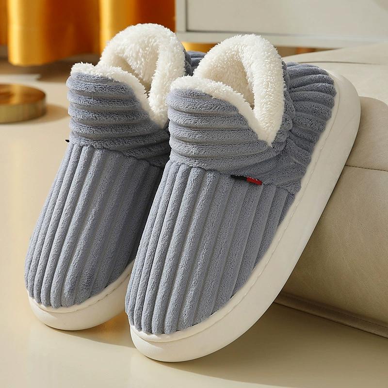 Fashion Kidmi Women's Slippers Popular Corduroy Cotton Shoes Soft Cotton Plush House Cotton Shoes for Men and Women Warm Anti-slip Shoes