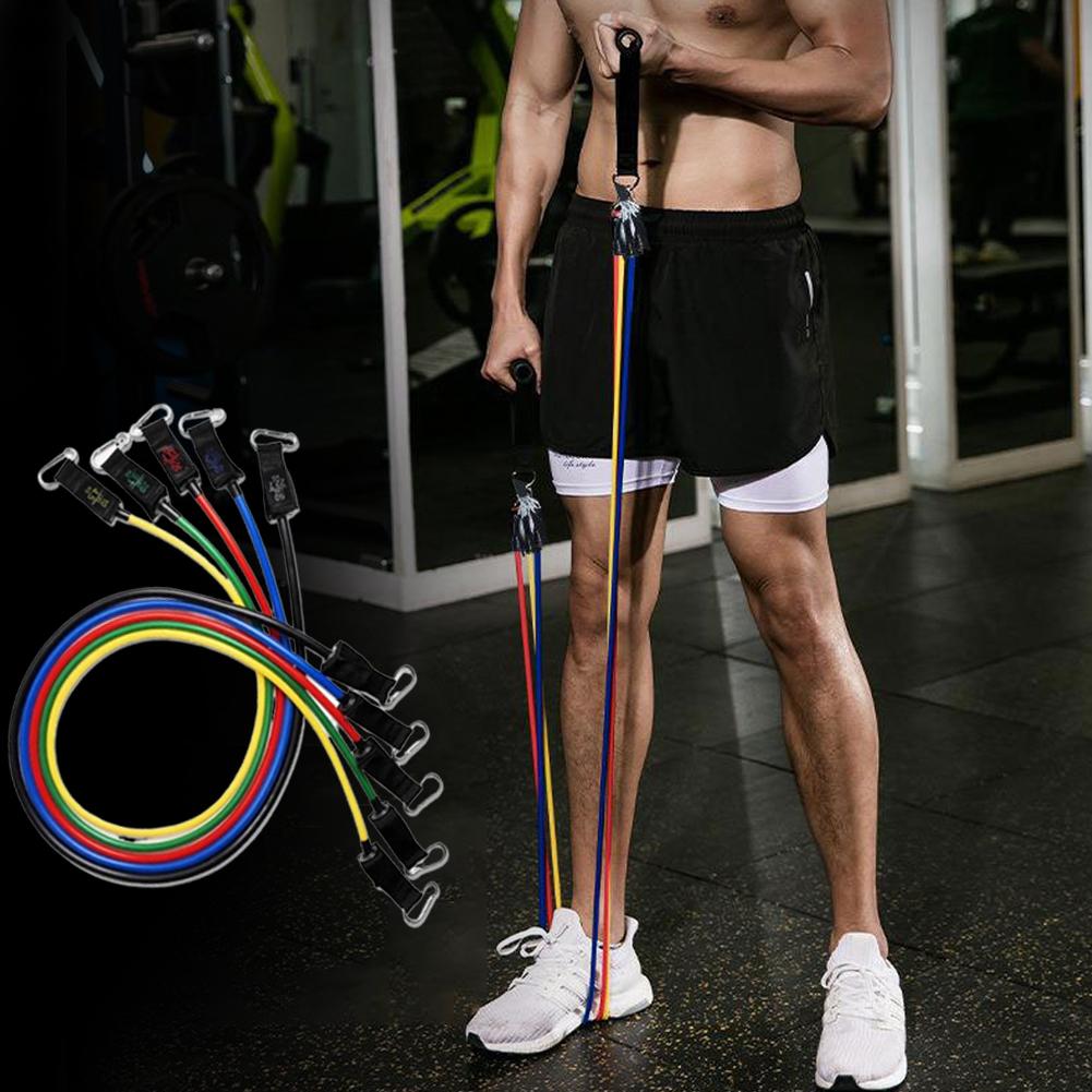 150 LBS Resistance Band Set 11PCS Exercise Bands Set Removable Elastic Band for Pilates Push Ups and Muscle Training
