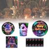 Spooky Halloween Themed Disposable Dinnerware Set For 12 Includes Paper Plates Cups Napkins And Table Cover