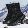 Men Work Shoes Men Outdoor Snow Boots Stylish Winter Men Ankle Boots Autumn High Quality Sneaker Leather Plush Snow Desert Boots