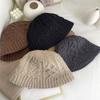 Ленивая ретро твист твист вязаная панама теплая короткополая закрывающая лицо шерстяная шляпа-ведро детская осень и зима