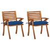 Day and Night - Day and Night Garden Dining Chairs with Cushions 2 Pcs Solid Acacia Wood