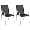 VidaXL Stackable Garden Chairs 2 Pcs Steel and Textilene Black