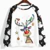Женский повседневный модный рождественский принт с длинным рукавом и круглым вырезом, пуловер, топ