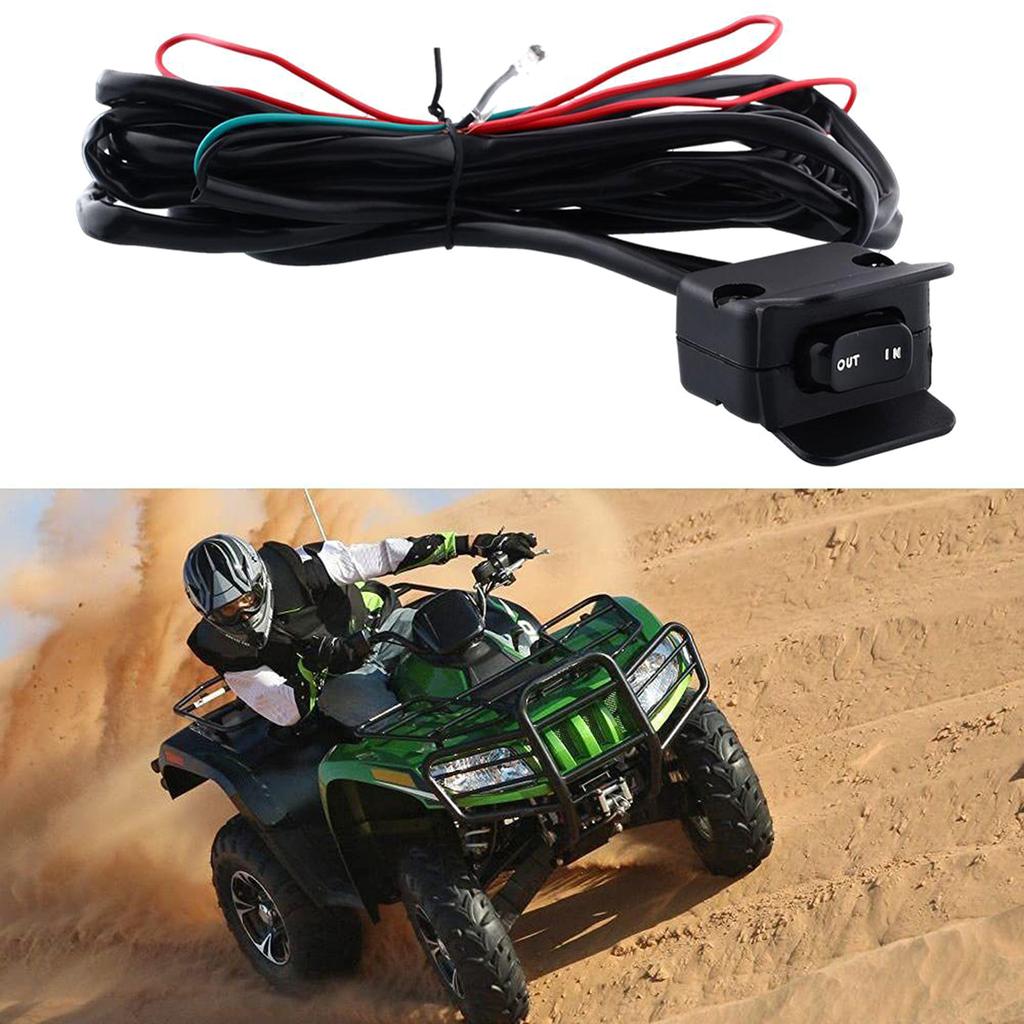 Upgraded 12V Winch Solenoid Relay Contactor & Winch Rocker Thumb Switch Combo Easy Installation Suitable for ATV UTV
