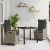 VidaXL 3-piece Garden Dining Set with Grey Cushions In Synthetic Rattan 3380498