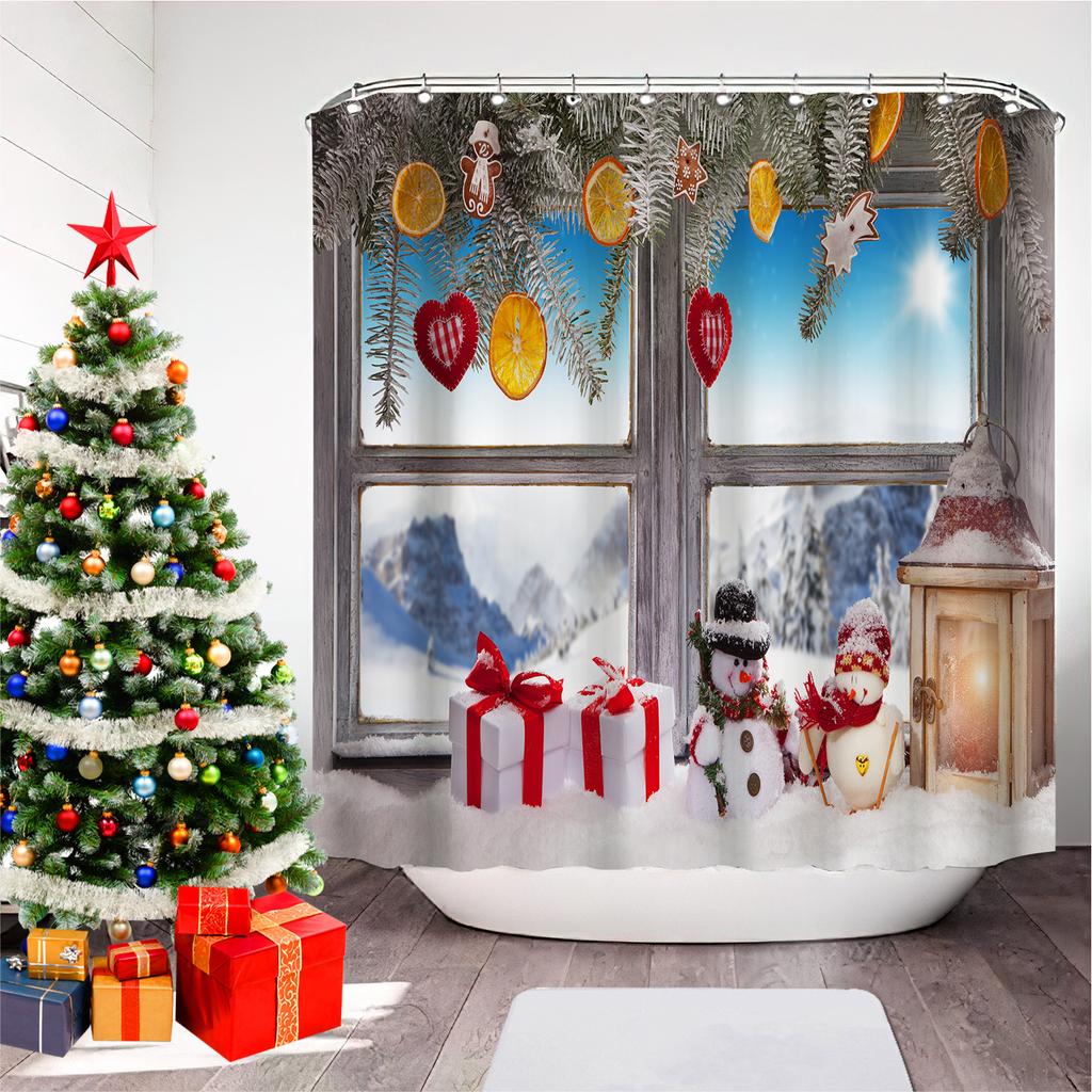 GAEChristmas Печатная Шторка для Ванной Душа Снеговик Санта-Клаус Водонепроницаемая Полиэстеровая Шторка Домашний Декор Окно Рождество