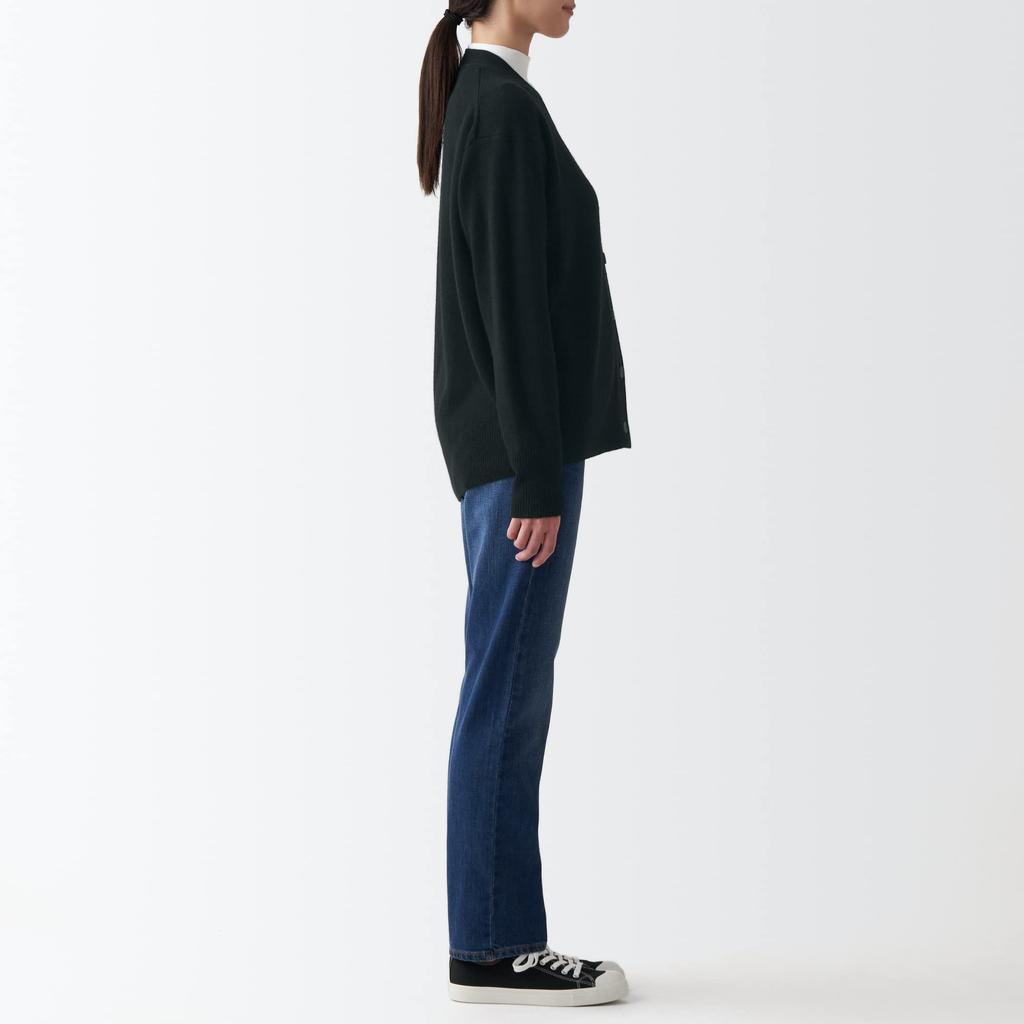 MUJI Кардиган шерстяной средней толщины с V-образным вырезом BAI13A2A Черный S Женский