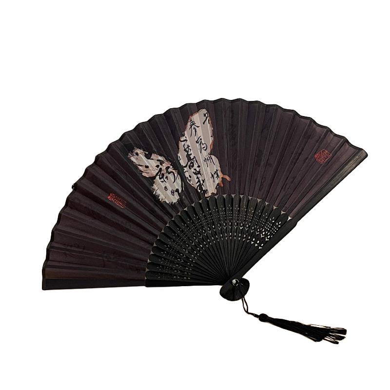 1 шт., ручной веер, тканевый складной веер, танцевальный веер, свадебный подарок ручной работы, двухсторонний бамбуковый