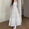 Кружевная белая длинная юбка для женщин, весна-лето, юбка трапециевидной формы с высокой талией, милые трапециевидные юбки-миди, женская одежда Y2k