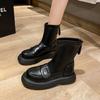 Fashion Women's Ankle Boots Leather Black Plain Work High Quality Large Size Warm Booties Footwear Pu On Promotion 39 Female Short Shoes