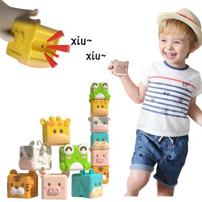 Игрушки Игрушки Игрушки Детские для Ванной Монтессори Животные Познавательные Плавающие в Воде Мягкие Строительные Блоки для Составления Безопасные для Прорезывания Зубов Сжимаемые Сенсорные