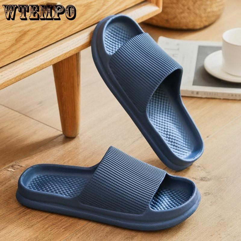WTEMPO Мужские летние мягкие тапочки из ЭВА, мужские однотонные однотонные тапочки на плоском каблуке, уличные пляжные крутые тапочки, домашние тапочки для пар