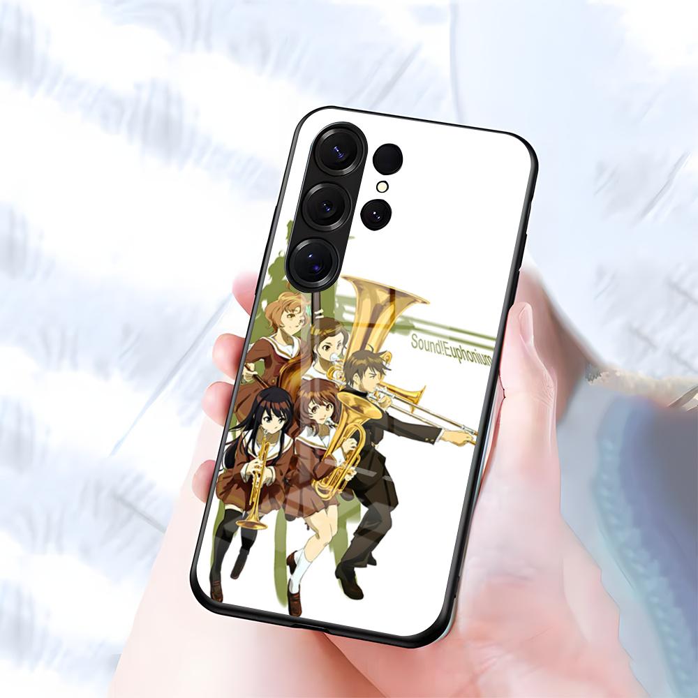 Чехол для телефона S-Sound E-Euphonium для Samsung S26 S25 S24 FE S23 S22 S21 Plus S20 Ultra Note20Ultra Черная стеклянная крышка