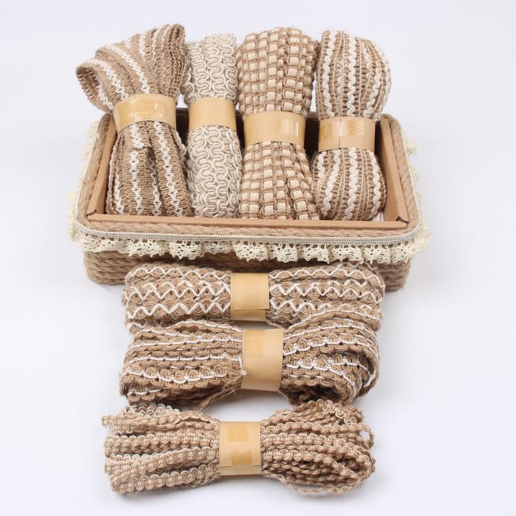 Hemp Rope Braided Lace: White & Yellow Wave for Handmade Crafts